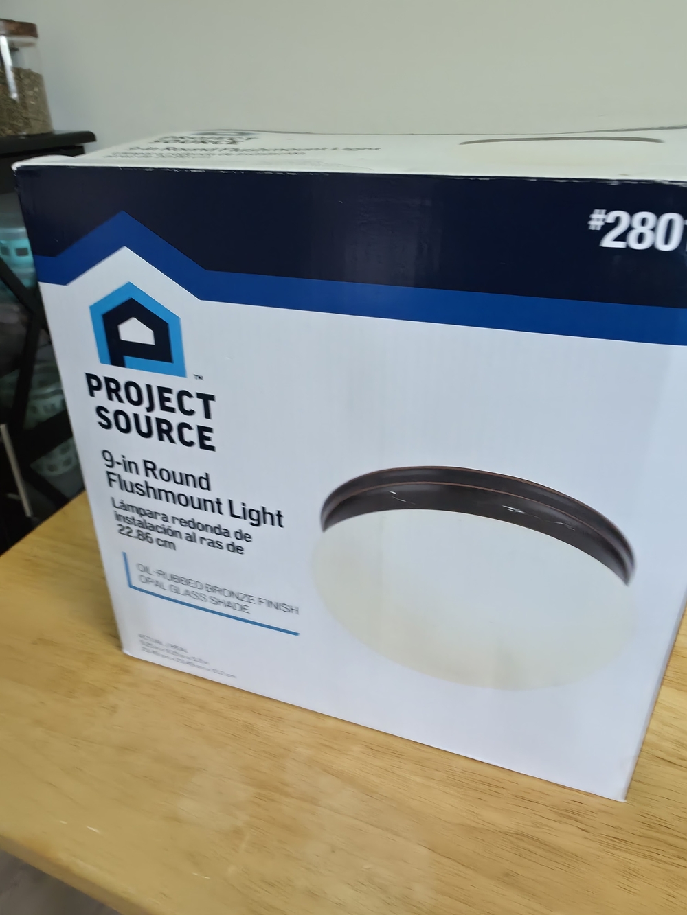 Project Source 9-in Round Flushmount Light - Oil Rubbed Bronze & White
